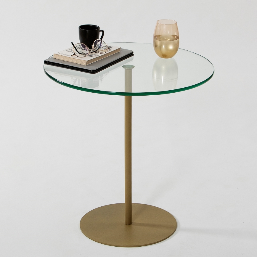 Mesa de cabeceira CHILL 50x50 cm dourada/transparente