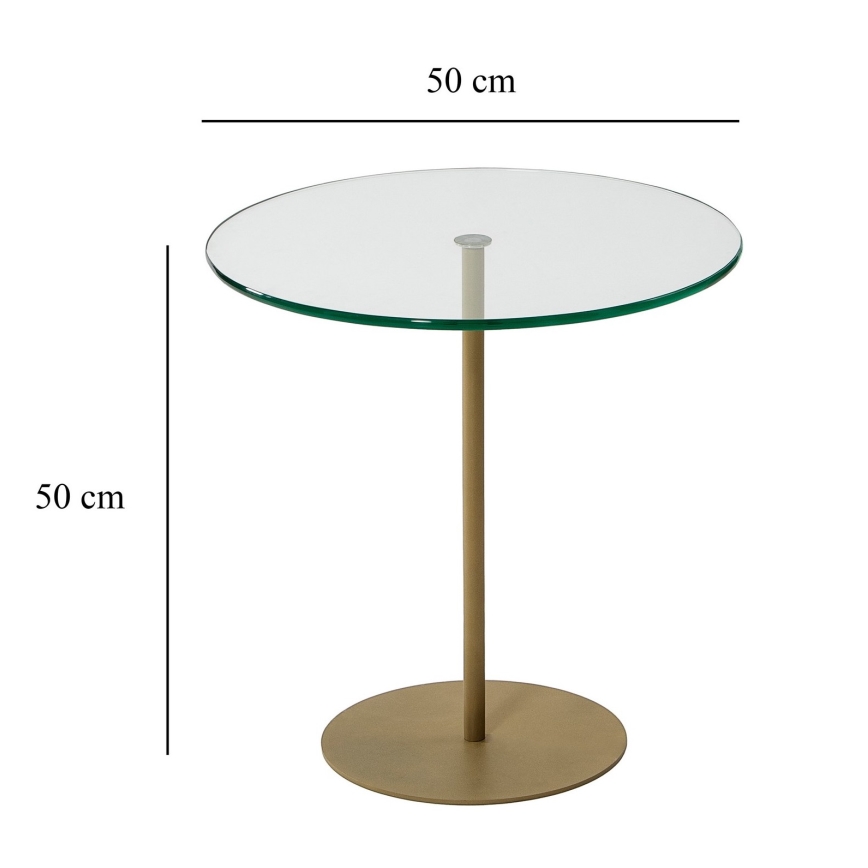 Mesa de cabeceira CHILL 50x50 cm dourada/transparente