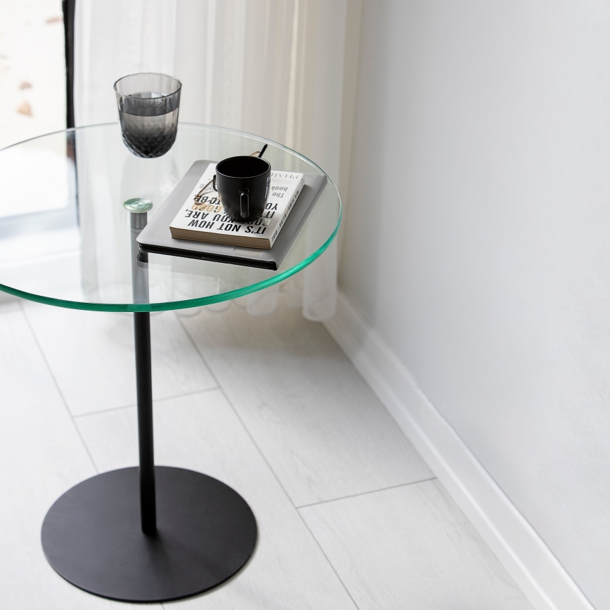 Mesa de cabeceira CHILL 50x50 cm preto/transparente