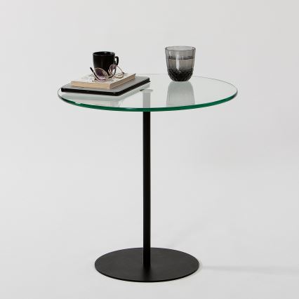 Mesa de cabeceira CHILL 50x50 cm preto/transparente