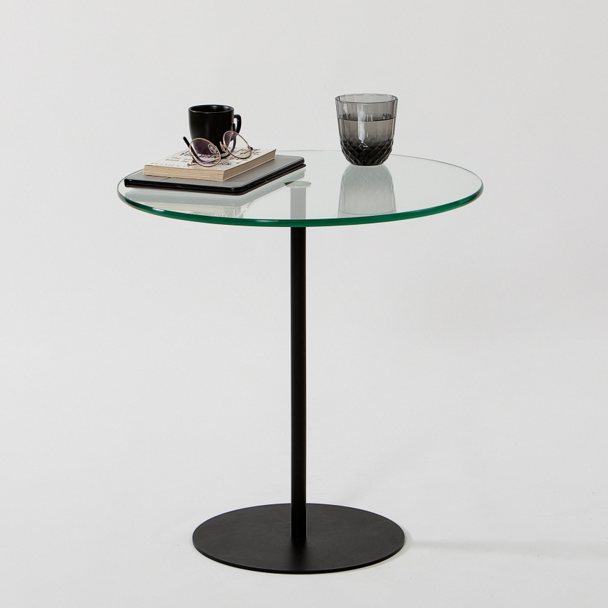Mesa de cabeceira CHILL 50x50 cm preto/transparente
