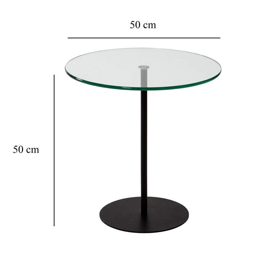 Mesa de cabeceira CHILL 50x50 cm preto/transparente