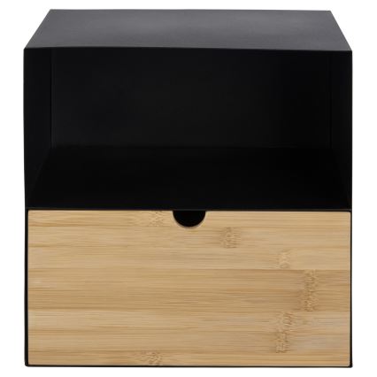 Mesa de cabeceira com opção de montagem na parede BEKIM preto/bambu