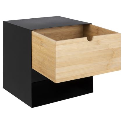 Mesa de cabeceira com opção de montagem na parede BEKIM preto/bambu