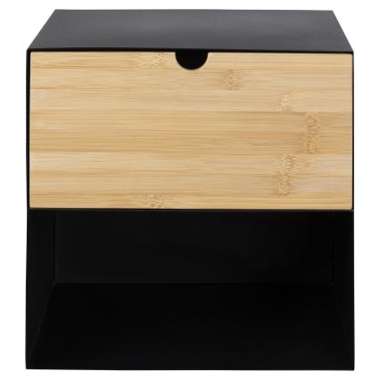 Mesa de cabeceira com opção de montagem na parede BEKIM preto/bambu
