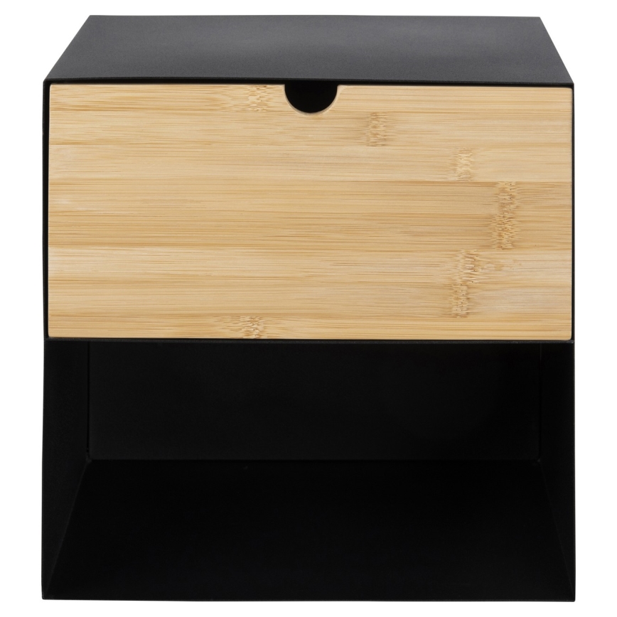 Mesa de cabeceira com opção de montagem na parede BEKIM preto/bambu