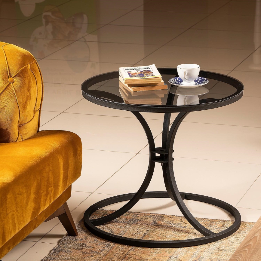 Mesa de cabeceira CORLEAONE 57,8x60 cm preto