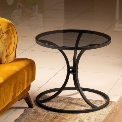 Mesa de cabeceira CORLEAONE 57,8x60 cm preto