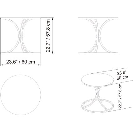 Mesa de cabeceira CORLEAONE 57,8x60 cm preto