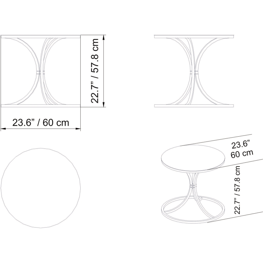 Mesa de cabeceira CORLEAONE 57,8x60 cm preto