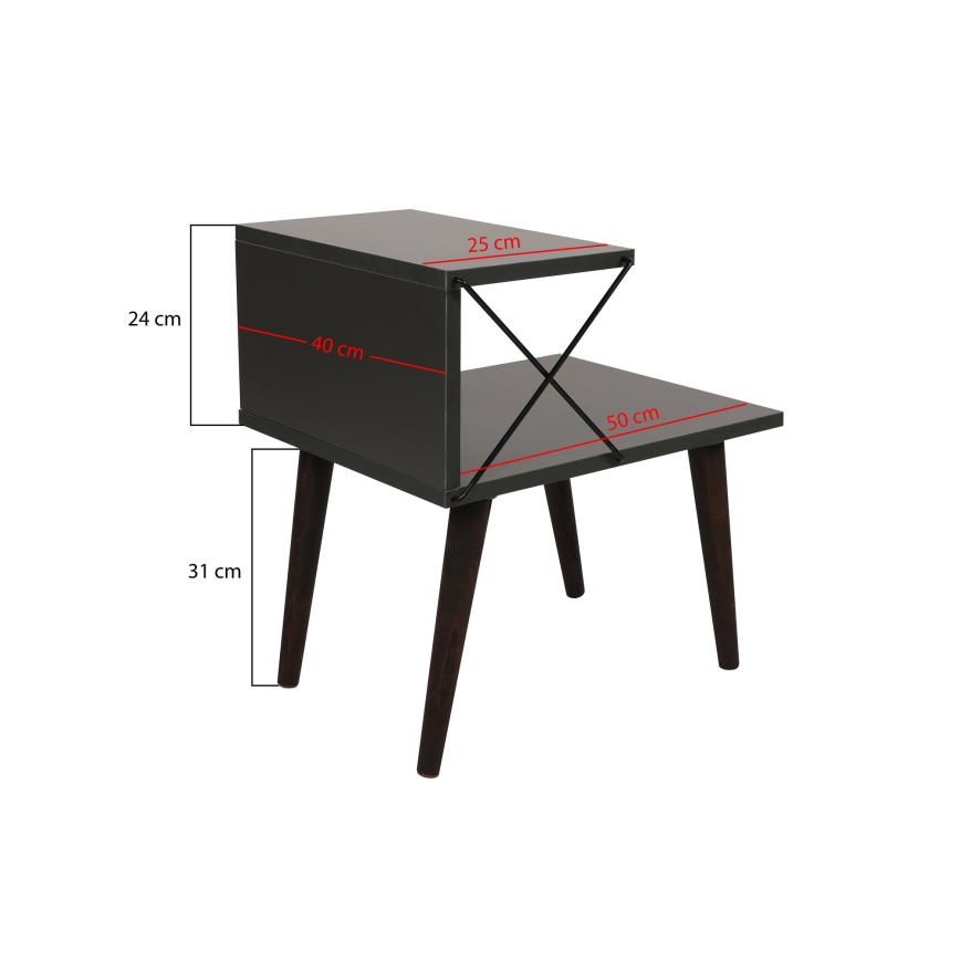 Mesa de cabeceira CROSS 55x50 cm antracite