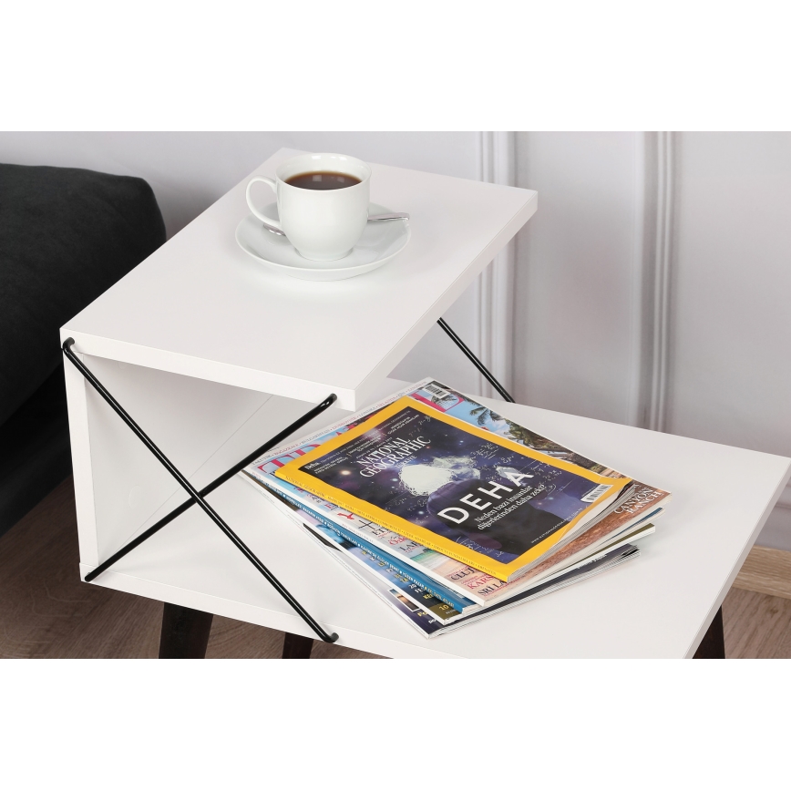 Mesa de cabeceira CROSS 55x50 cm branca