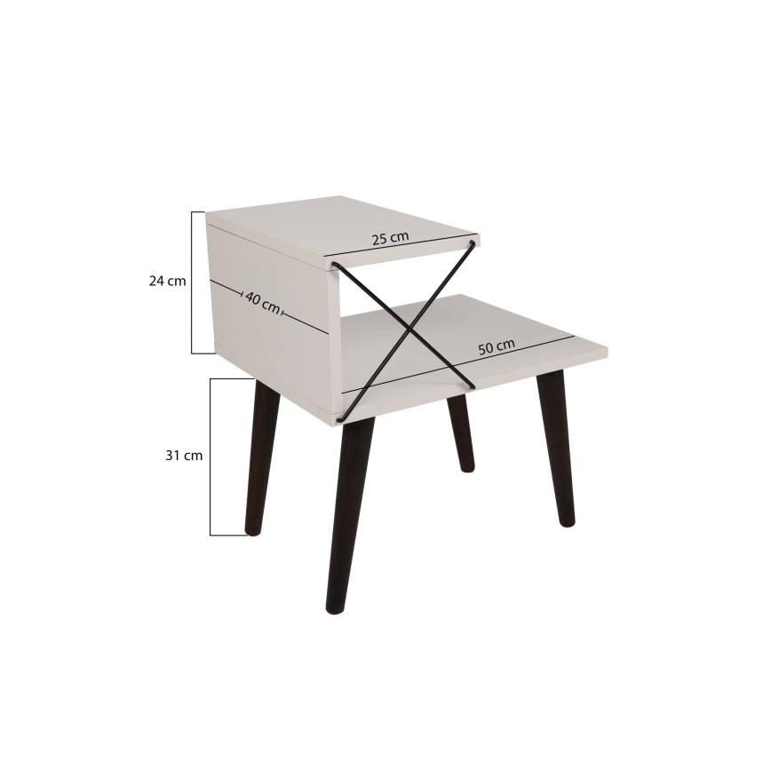 Mesa de cabeceira CROSS 55x50 cm branca