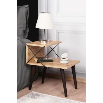 Mesa de cabeceira CROSS 55x50 cm castanho