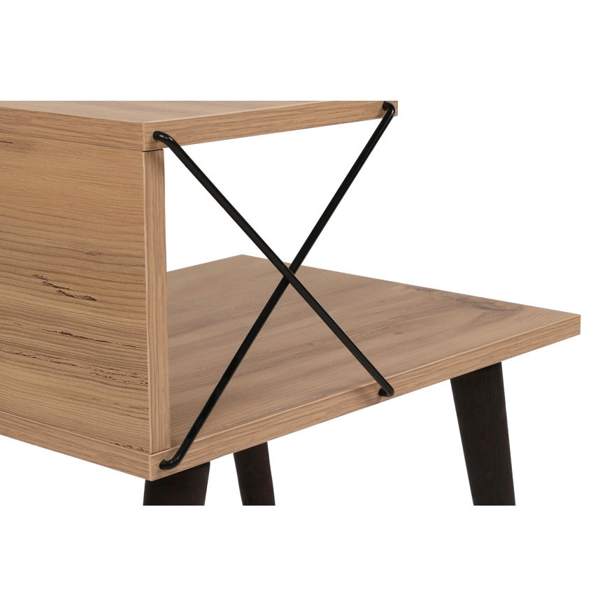 Mesa de cabeceira CROSS 55x50 cm castanho