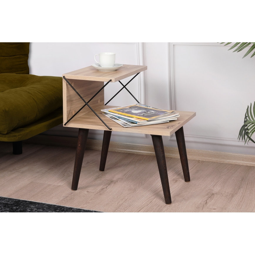 Mesa de cabeceira CROSS 55x50 cm castanho