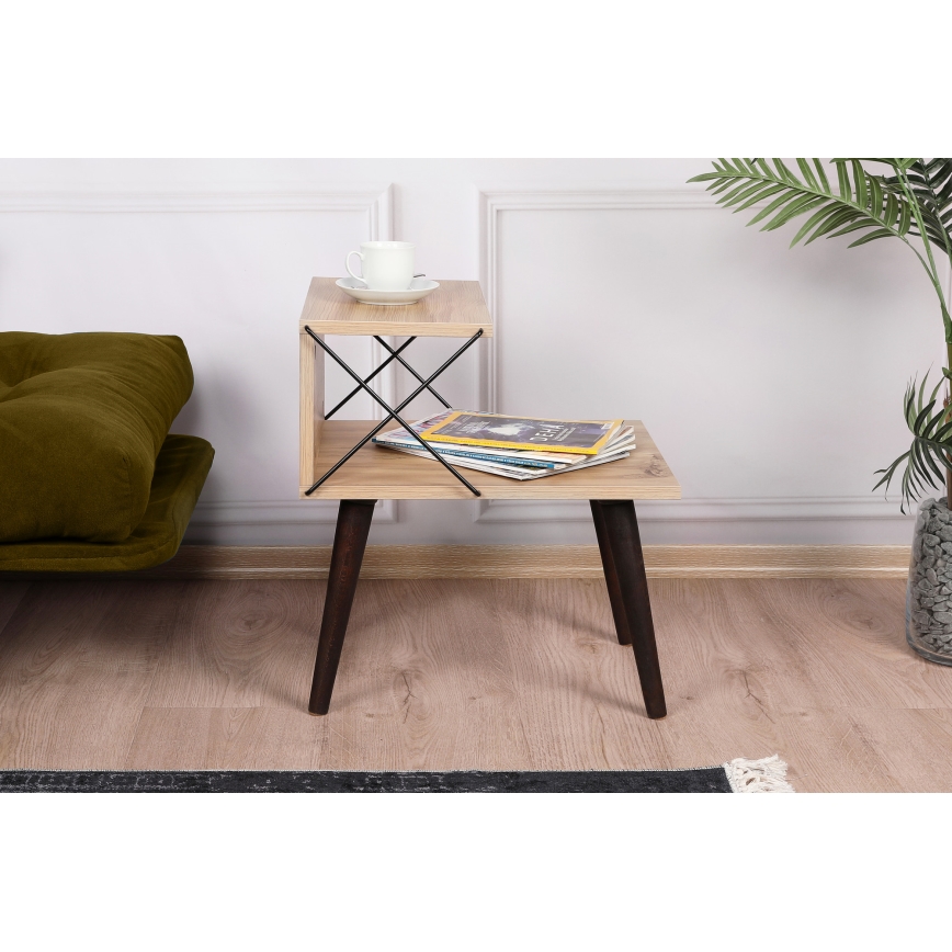 Mesa de cabeceira CROSS 55x50 cm castanho