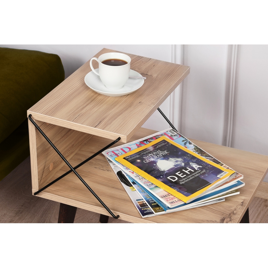 Mesa de cabeceira CROSS 55x50 cm castanho