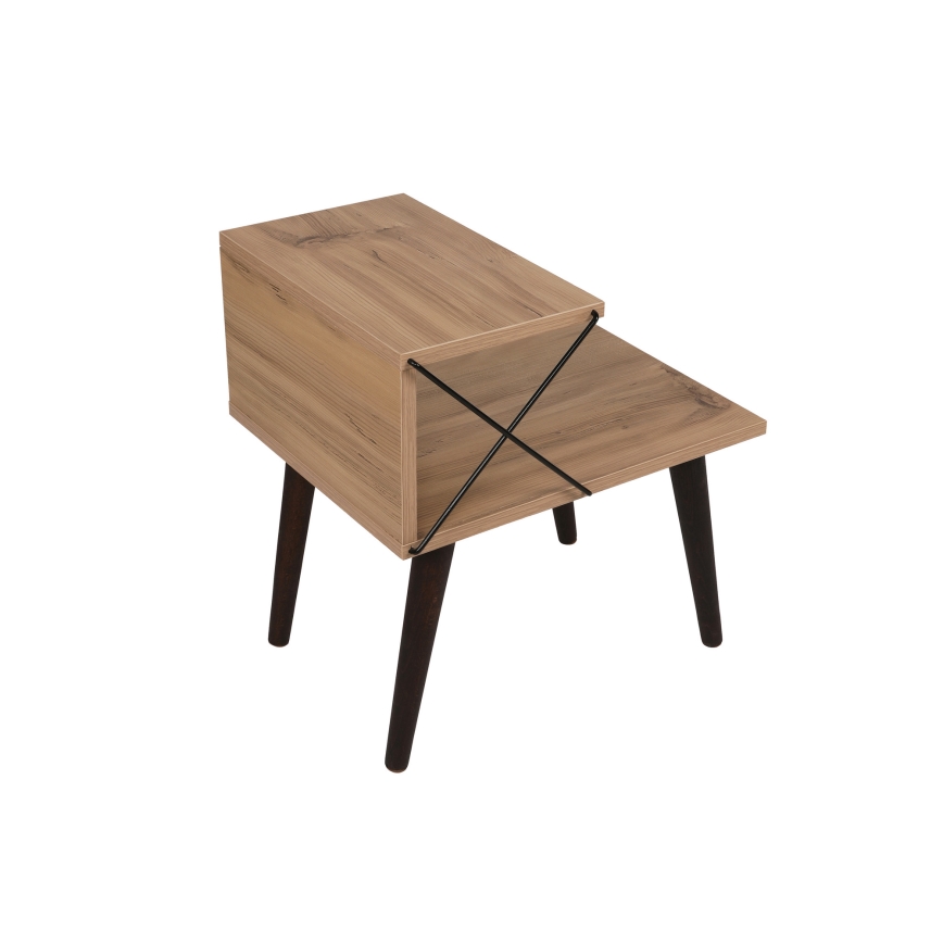 Mesa de cabeceira CROSS 55x50 cm castanho