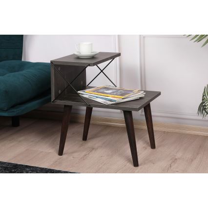 Mesa de cabeceira CROSS 55x50 cm castanho