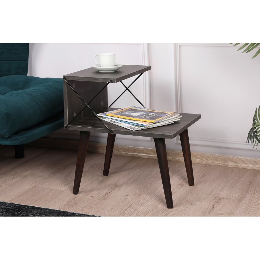 Mesa de cabeceira CROSS 55x50 cm castanho