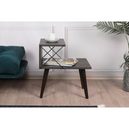 Mesa de cabeceira CROSS 55x50 cm castanho