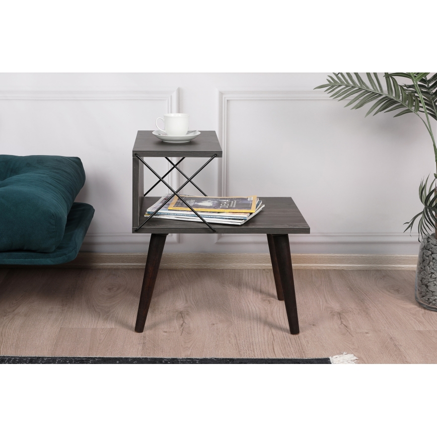 Mesa de cabeceira CROSS 55x50 cm castanho