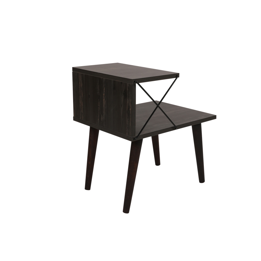 Mesa de cabeceira CROSS 55x50 cm castanho