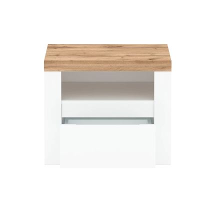Mesa de cabeceira DAMINO 50,5x60 cm branco/carvalho wotan