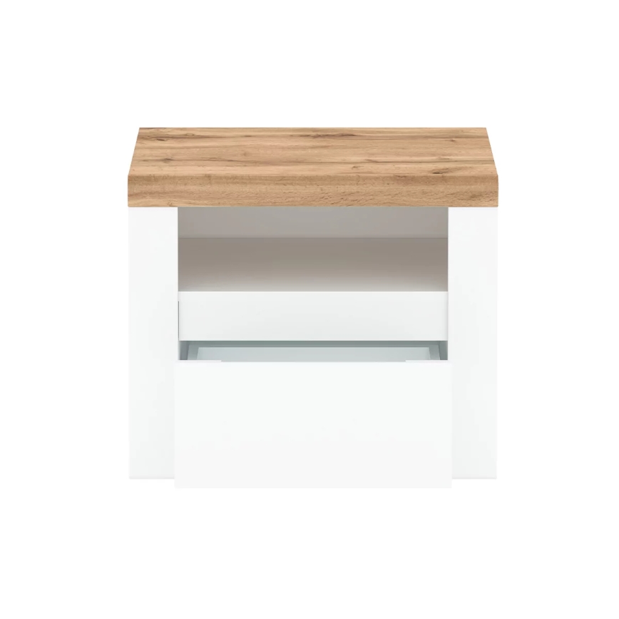 Mesa de cabeceira DAMINO 50,5x60 cm branco/carvalho wotan
