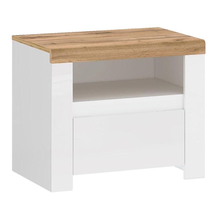 Mesa de cabeceira DAMINO 50,5x60 cm branco/castanho