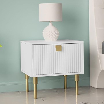 Mesa de cabeceira DORSET 50x50 cm branco/dourada