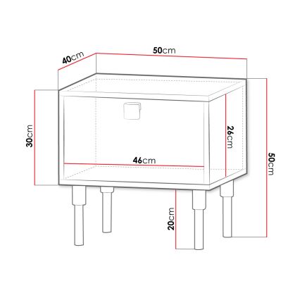 Mesa de cabeceira DORSET 50x50 cm branco/dourada