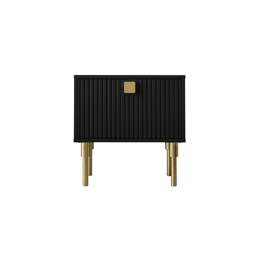 Mesa de cabeceira DORSET 50x50 cm preto/dourada