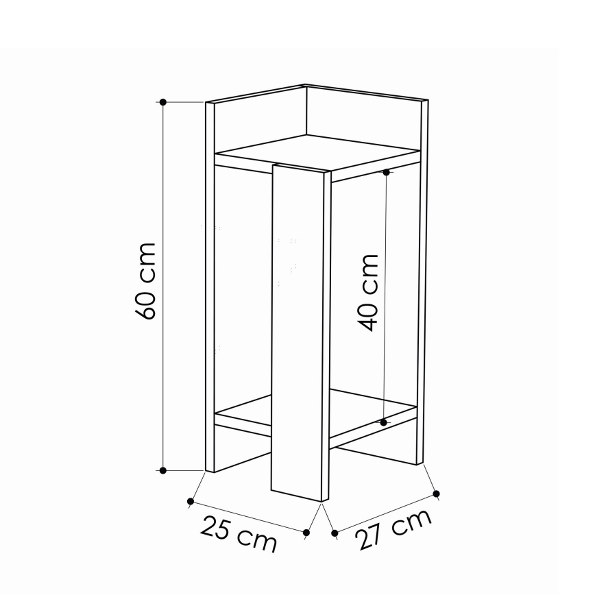 Mesa de cabeceira ELOS 60x25 cm cinzenta