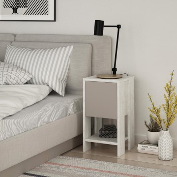 Mesa de cabeceira EMA 55x30 cm branco/bege