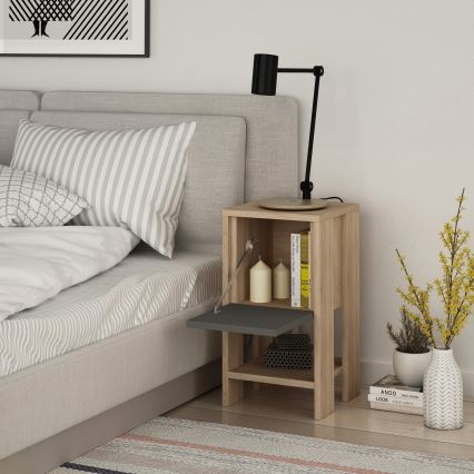 Mesa de cabeceira EMA 55x30 cm castanho/cinzento