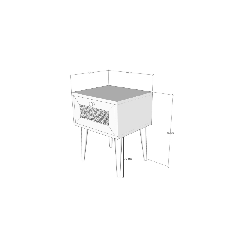 Mesa de cabeceira EUROMOS 50x40 cm castanho