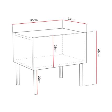 Mesa de cabeceira EXITO 46x50 cm branco/dourada