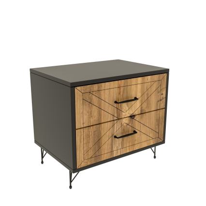 Mesa de cabeceira FELICITA 55x50 cm preta/castanha