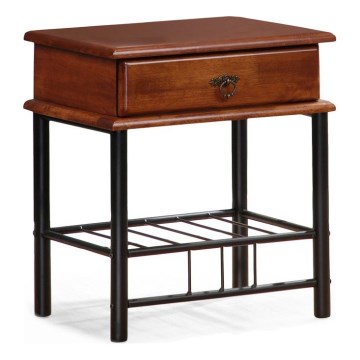 Mesa de cabeceira FIONA 55x48 cm castanho/preto