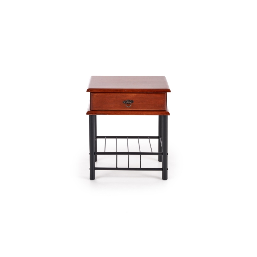 Mesa de cabeceira FIONA 55x48 cm castanho/preto