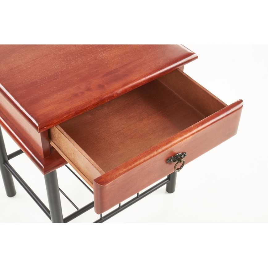 Mesa de cabeceira FIONA 55x48 cm castanho/preto