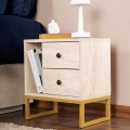 Mesa de cabeceira GLIMMER 50x45,2 cm bege/dourado