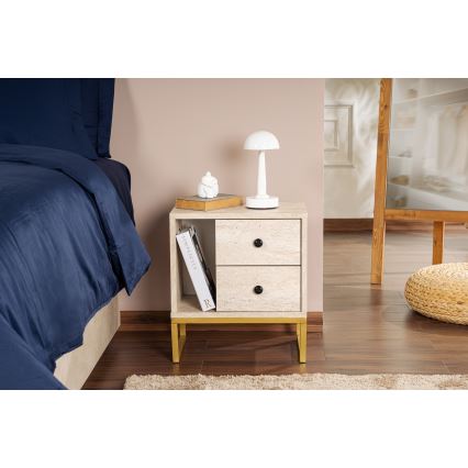 Mesa de cabeceira GLIMMER 50x45,2 cm bege/dourado