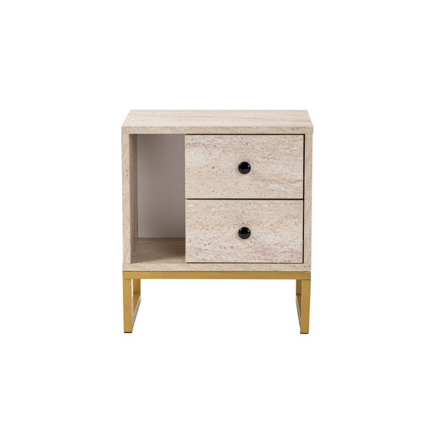 Mesa de cabeceira GLIMMER 50x45,2 cm bege/dourado