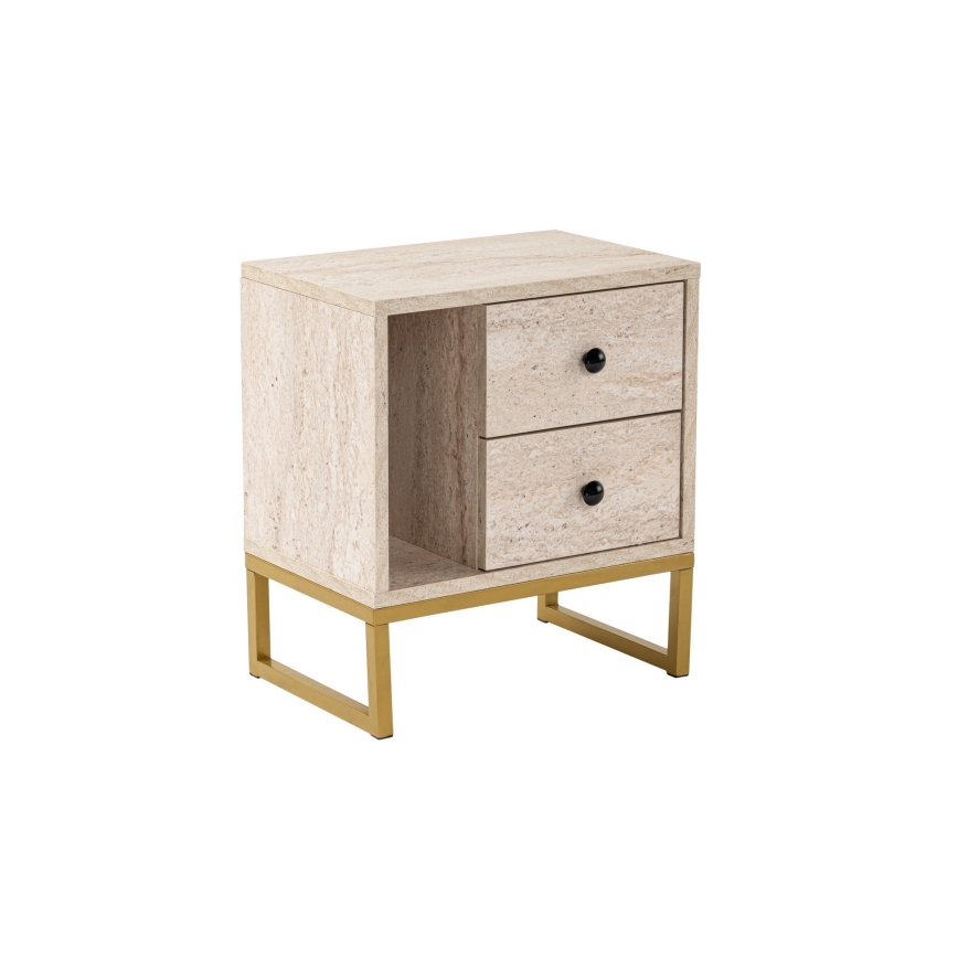 Mesa de cabeceira GLIMMER 50x45,2 cm bege/dourado