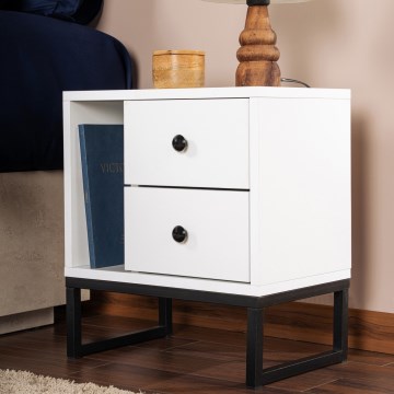Mesa de cabeceira GLIMMER 50x45,2 cm branco/preto