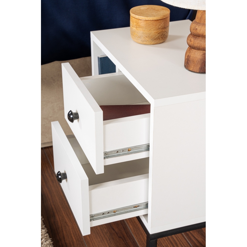 Mesa de cabeceira GLIMMER 50x45,2 cm branco/preto