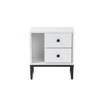 Mesa de cabeceira GLIMMER 50x45,2 cm branco/preto